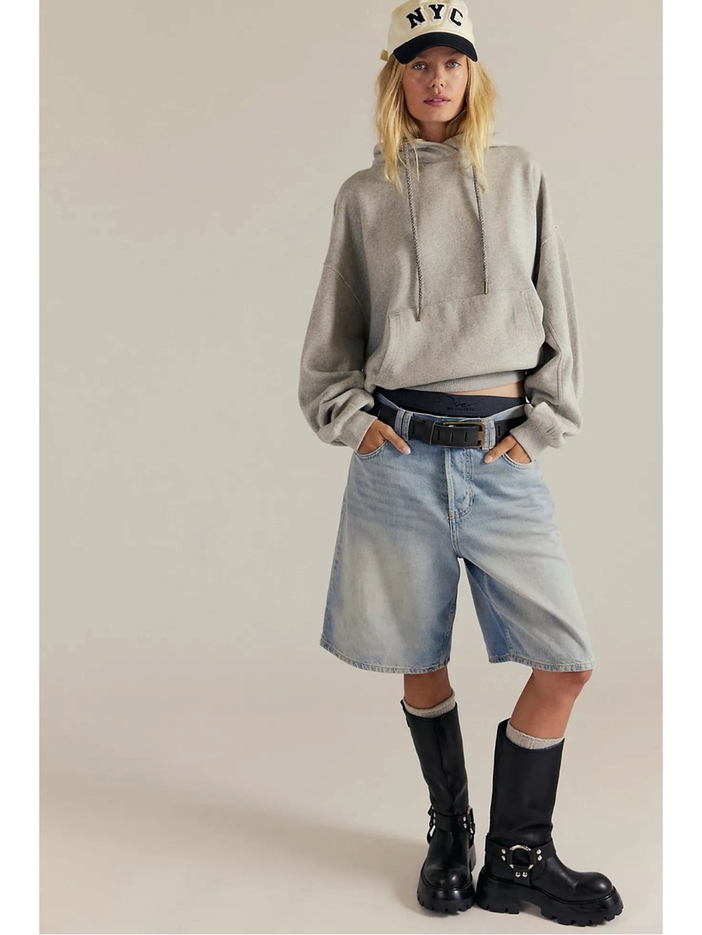 Free People Oversized Of A Feather Hoodie Sweatshirt Heather Gray Size Large NWT - Picture 3 of 13